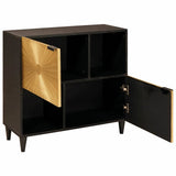 Side Cabinet Black and Gold 80 x 33.5 x 75 cm Solid Mango Wood 4017855