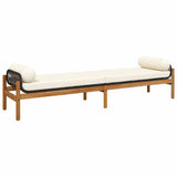 Garden Bench with Cushion Black Poly Rattan Acacia 366299