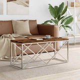 Coffee Table Stainless Steel and Solid Wood Reclaimed 349965