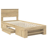 Bed Frame with Headboard Sonoma Oak 90 x 200 cm Engineered Wood 3408797