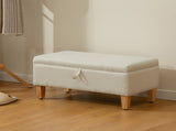 30L Linen Storage Ottoman Padded Footstool with Rubberwood Legs for Storage Box, Bed End, Shoe T3398P423865