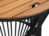 Garden Side Tables 2 pcs with Wooden Top Black Poly Rattan 366291
