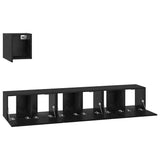TV Cabinet Set Wall-mounted 4 pcs Black Oak Engineered Wood 3393148