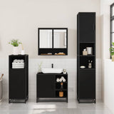 ZNTS 3 Piece Bathroom Furniture Set Black Engineered Wood 3300995