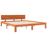 Bed Frame with Headboard Wax Brown 180 x 200 cm Solid Pine Wood 863986