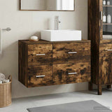 Bathroom Furniture Set 2 pcs Smoked Oak Engineered Wood 3403972