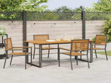 Garden Dining Set 5 pcs Black Solid Acacia Wood 3365457