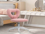 Armless Heart Computer Desk Chair, Teddy Fleece Swivel Office Chair, Makeup Vanity Chair with Height T3398P329890