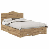 Bed Frame with Drawer Artisan Oak 140 x 190 cm Engineered Wood 3413611