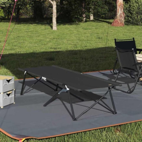 Folding Camping Bed Manual Black 206 x 76 x 74 cm Oxford fabric 42003163