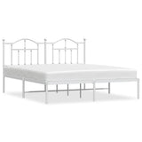 Metal Bed Frame without Mattress with Headboard White 183x213cm 353493