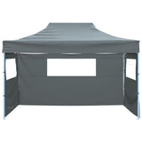 ZNTS Professional Folding Party Tent with 3 Sidewalls 3x4 m Steel Anthracite 48896