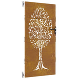 Garden Gate 85x200 cm Corten Steel Tree Design 153213