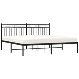 Metal Bed Frame without Mattress with Headboard Black 183x213cm 373696