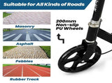 Teen Scooter Foldable Black PP PU Metal Adjustable 88-103cm Rear Brake ABS 20cm 87521517