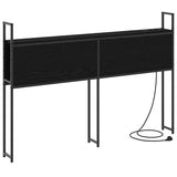 Storage Headboard with Charging Station Black oak 135 cm 859800