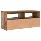 TV Cabinet with LED Lights Old Wood 90x35x40 cm Engineered Wood 856307