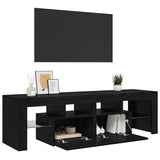 TV Cabinet with LED Lights Black Oak 140x36.5x40 cm Engineered Wood 862030