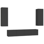 ZNTS 4 Piece TV Cabinet Set Black Engineered Wood 3078749