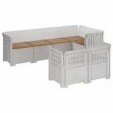 7-Seater Garden Sofa with Cushions Rattan Look PP White 3444152