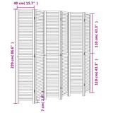 Room Divider 6 Panels White Solid Wood Paulownia 358844