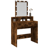 Dressing Table with LED Smoked Oak 80x41x144.5 cm 848182