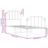 Metal Bed Frame without Mattress with Footboard White 75x190cm 373944