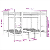 Triple Bunk Bed Frame White 160x200/80x160 cm Solid Wood Pine 3308581