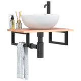Basin Shelf Wall Mounted Steel and Solid Wood Oak 3302561