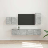 TV Wall Cabinet Set 4 pcs Concrete Grey Engineered Wood 3408937
