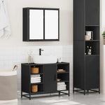 ZNTS 2 Piece Bathroom Furniture Set Black Engineered Wood 3300910
