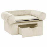 Dog Sofa with Drawer Cream 75x50x38 cm Plush 171082