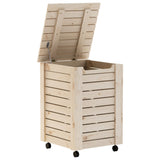ZNTS Laundry Basket with Wheels RANA 45x45x64 cm Solid Wood Pine 4002325