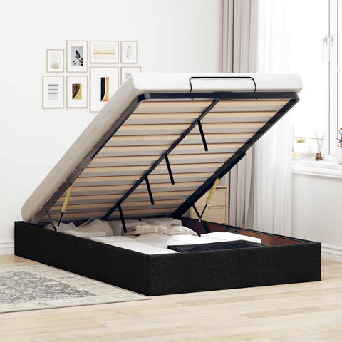 Ottoman Bed Frame without Mattress Black Double Fabric 3310921