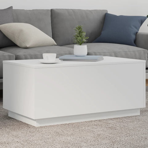 ZNTS Coffee Table with LED Lights White 90x50x40 cm 839875