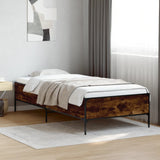 ZNTS Bed Frame Smoked Oak 75x190 cm Small Single Engineered Wood and Metal 844993