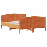 Bed Frame without Mattress Wax Brown 135x190 cm Double Solid Wood Pine 3216184
