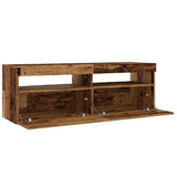 TV Cabinet with LED Lights Old Wood 120x35x40 cm Engineered Wood 856305