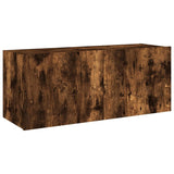 TV Wall Cabinet with LED Lights Smoked Oak 100x35x41 cm 837327