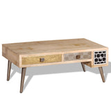 ZNTS Coffee Table with Drawers Solid Mango Wood 105x55x41 cm 244016