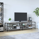 TV Cabinet Grey Sonoma 200x30x50 cm Engineered Wood and Metal 826762