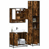 3 Piece Bathroom Furniture Set Smoked Oak Engineered Wood 3301097
