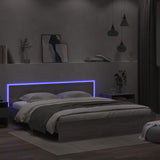 Bed Frame Grey Sonoma Engineered wood, Plywood slats 200 x 200 cm 3207586