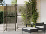 Room Divider 6 Panels Grey Poly Rattan 365386