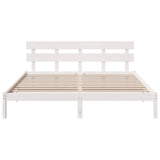 Bed Frame with Headboard White 200 x 200 cm Solid Pine wood 872150