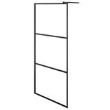 ZNTS Walk-in Shower Wall with Shelf Black 100x195 cm ESG Glass&Aluminium 3185471