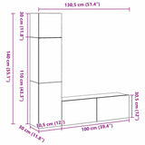TV Cabinet Set Wall-mounted 4 pcs Black oak 130.5 x 30 x 140 cm 3333052