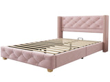 Upholstered bed,Single Bed-3ft ,With slatted frame and headboard, Button Rivet N606P243925P