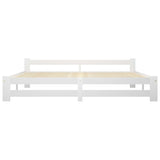Bed Frame White Solid pine wood, plywood 200x200 cm Durable 322004