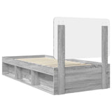 Bed Frame Grey Sonoma 90 x 190 cm Solid Pine Wood 3412547